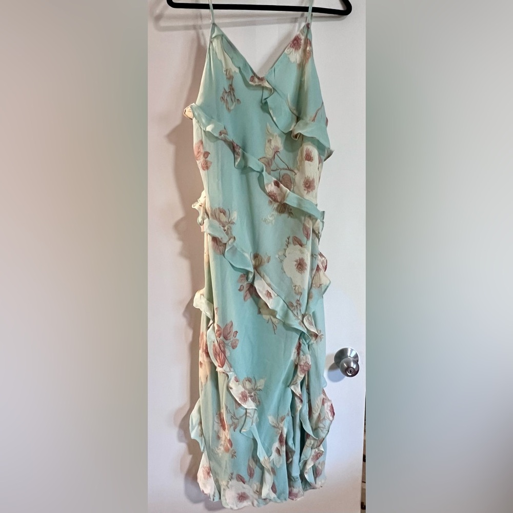 Floral Mint Green Ruffle Dress - Picture 6 of 12